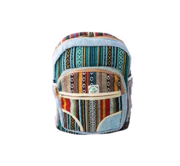 Manufacturer, Exporter, Importer, Supplier, Wholesaler, Retailer, Trader of Organic Culture Hemp Beautiful Multi Color Printed Designer Backpack, Natural & Eco-Friendly For Men and Women in New Delhi, Delhi, India.