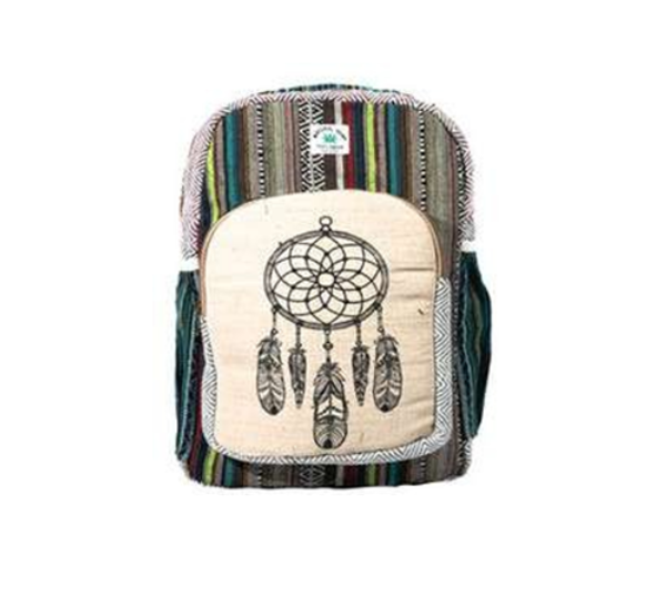 Manufacturer, Exporter, Importer, Supplier, Wholesaler, Retailer, Trader of Organic Culture Printed Hemp Casual Unique Design Backpack, Natural & Eco-Friendly For Men and Women in New Delhi, Delhi, India.